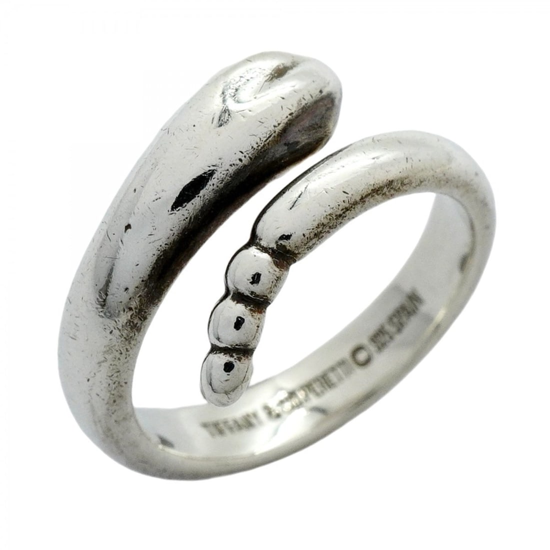 Tiffany Snake Ring, Silver 925, Size 8.5, Women's: --- Catalog ---Category: SizeJP Size: 8.5US Size: 4.5Category: DesignType: Band ringGender: WomenMaterial: Silver 925Category: GeneralBrand: Tiffany--- Item List ---Section: ConditionRanking: Rank AB