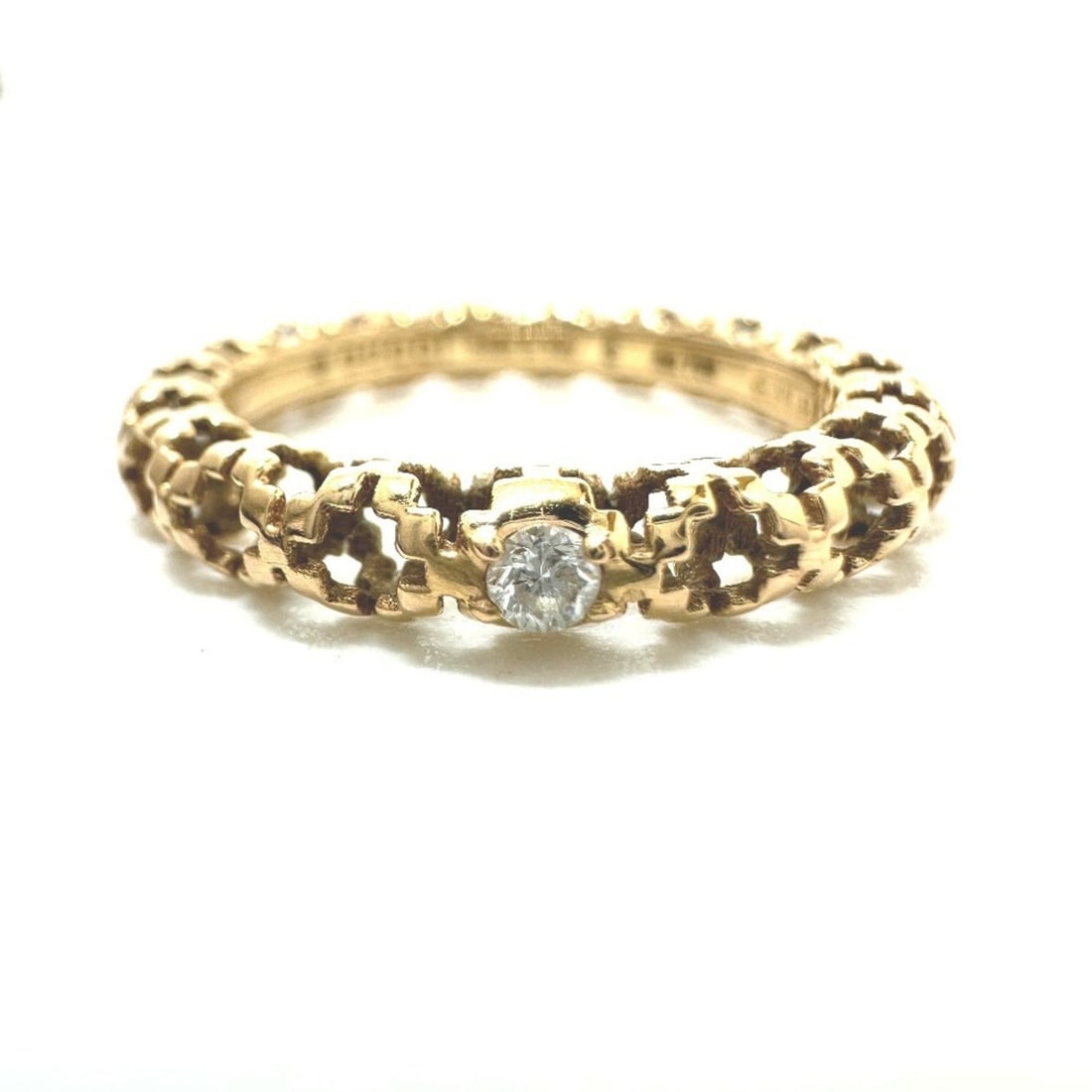 GUCCI 1P Diamond Ring, 18K Gold, Women's, Size 8: --- Catalog ---Category: SizeJP Size: 8US Size: 4.5Category: DesignType: Band ringColor: GoldStone: DiamondGender: WomenMaterial: Pink gold (18K)Category: GeneralBrand: Gucci--- Item List ---Section: