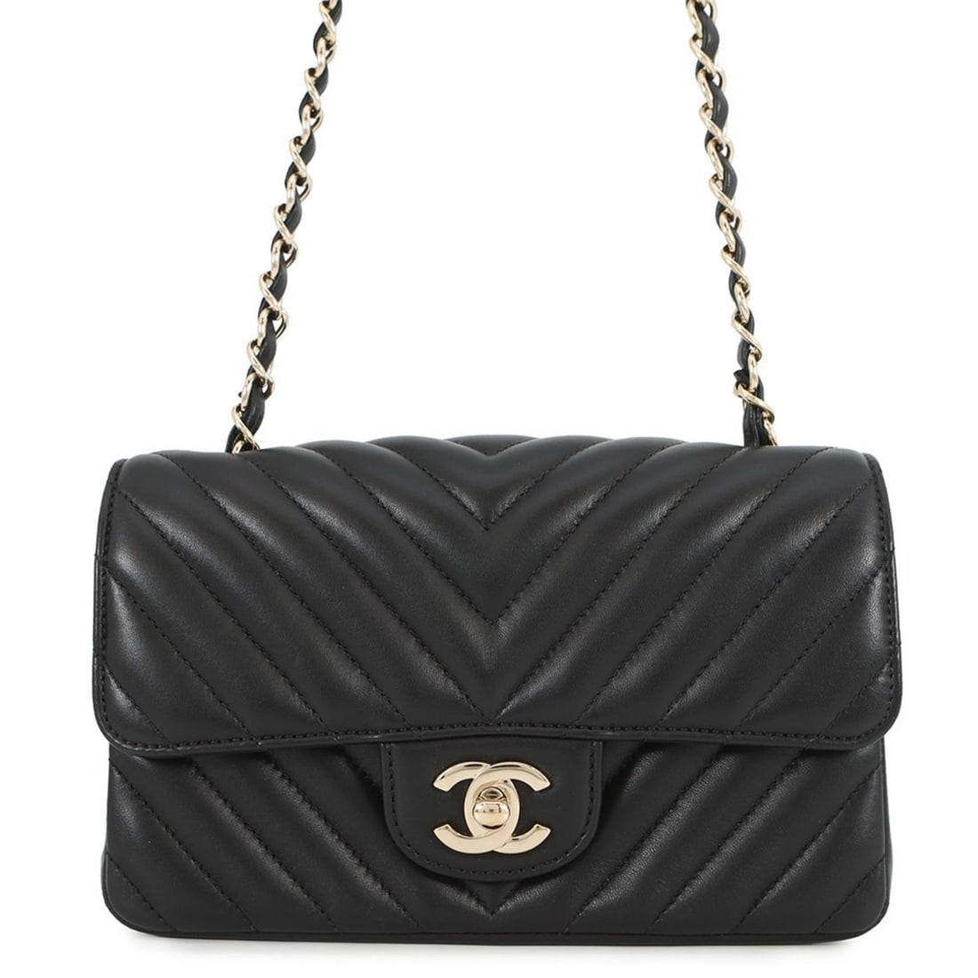 Chanel Chain Shoulder Bag Mini Chevron 20 Coco Mark Lambskin A69900 CHANEL Flap Black: --- Catalog ---Category: SizeWeight: 410g / 14.46oz.Size (HxWxD): 12cm x 19.5cm x 6cm / 4.72'' x 7.67'' x 2.36''Strap Length: 118.5cm / 46.65''Category: DesignType: Shoulder bagColor: BlackGender: Wom