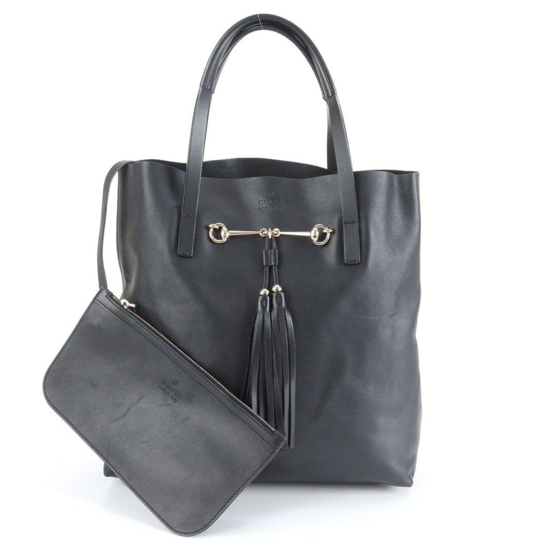 Gucci Horsebit Tassel Leather Tote Bag/Shoulder Bag (297006) in Black (1 of 8)