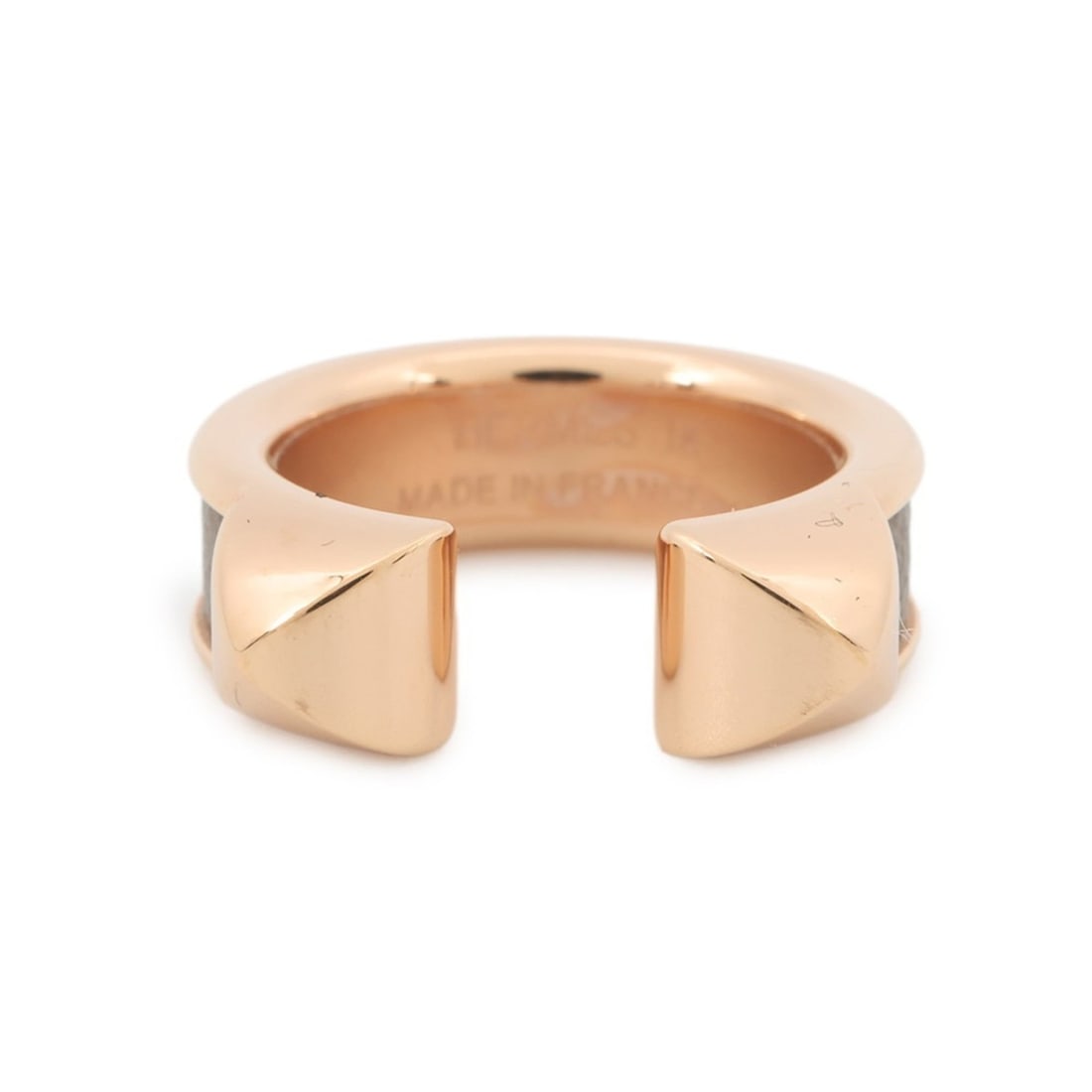 Hermes Hermès Athena Double Clou Etoupe/Pink Veau Madame Ring, Size 51: --- Catalog ---Category: SizeWidth: 6mm / 0.24''JP Size: 9.5US Size: 5Category: DesignType: Band ringColor: Etoupe grayGender: WomenCategory: GeneralBrand: HermesCountry of Origin: France--- Item List