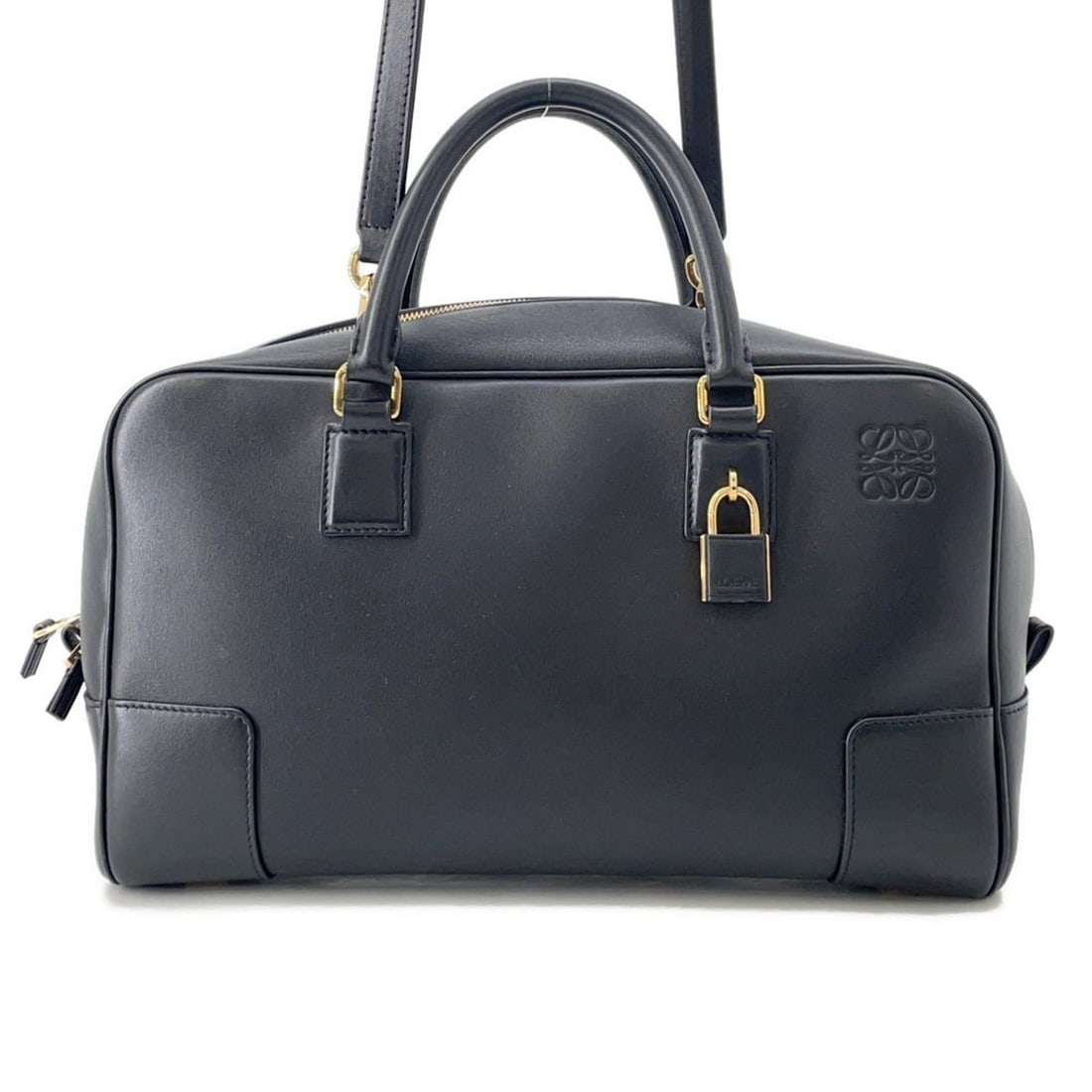 Loewe Amazona 28 Handbag in Napa Calfskin Leather (A039N08X01), Black, 2-Way: --- Catalog ---Category: SizeWeight: 1.09kg / 2.4lb.Size (HxWxD): 17cm x 28cm x 13cm / 6.69'' x 11.02'' x 5.11''Strap Length: 85.5cm - 113cm / 33.66'' - 44.48''Category: DesignType: HandbagColor: Blac