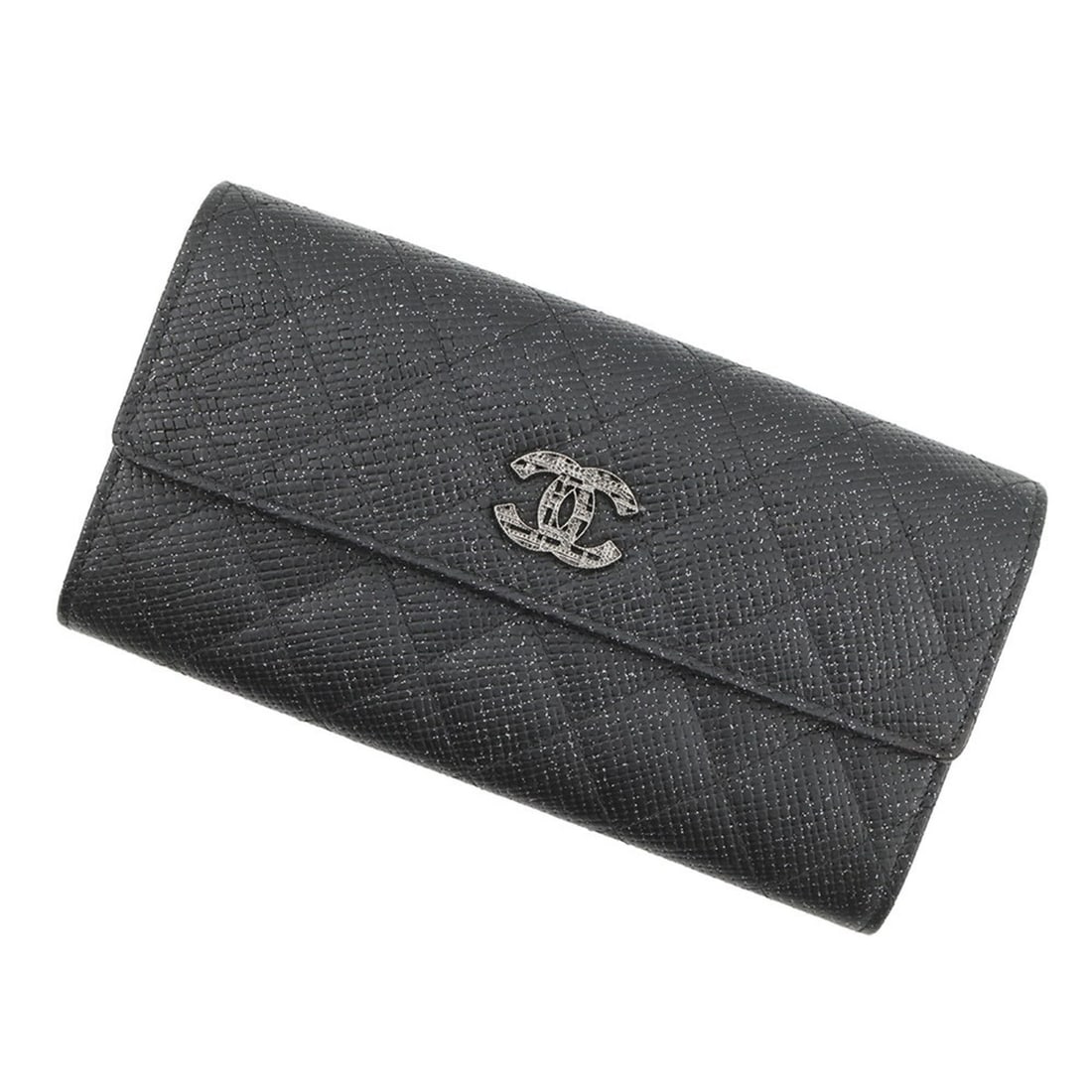 CHANEL Matelasse Coco Mark Chain Me Long Wallet in Caviar Skin (A80002) - Black (1 of 11)