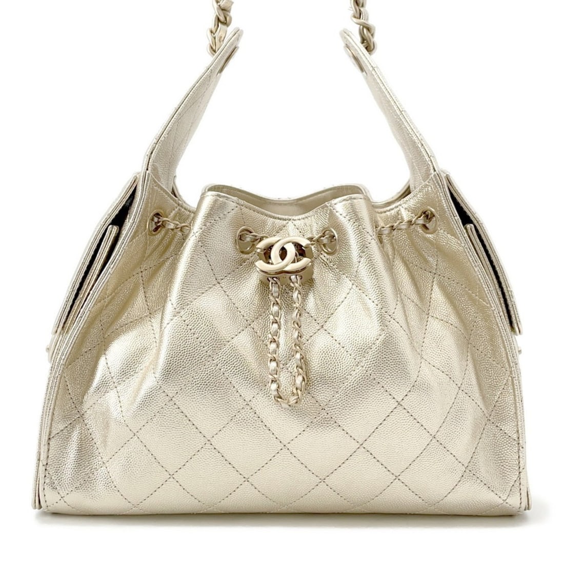 CHANEL Chain Shoulder Bag Coco Mark Matelasse 25 Small AS5293: --- Catalog ---Category: SizeWeight: 730g / 1.6lb.Size (HxWxD): 19cm x 27cm x 13.5cm / 7.48'' x 10.62'' x 5.31''Category: DesignType: Shoulder bagColor: GoldGender: WomenMaterial: Grained Calfskin Cat