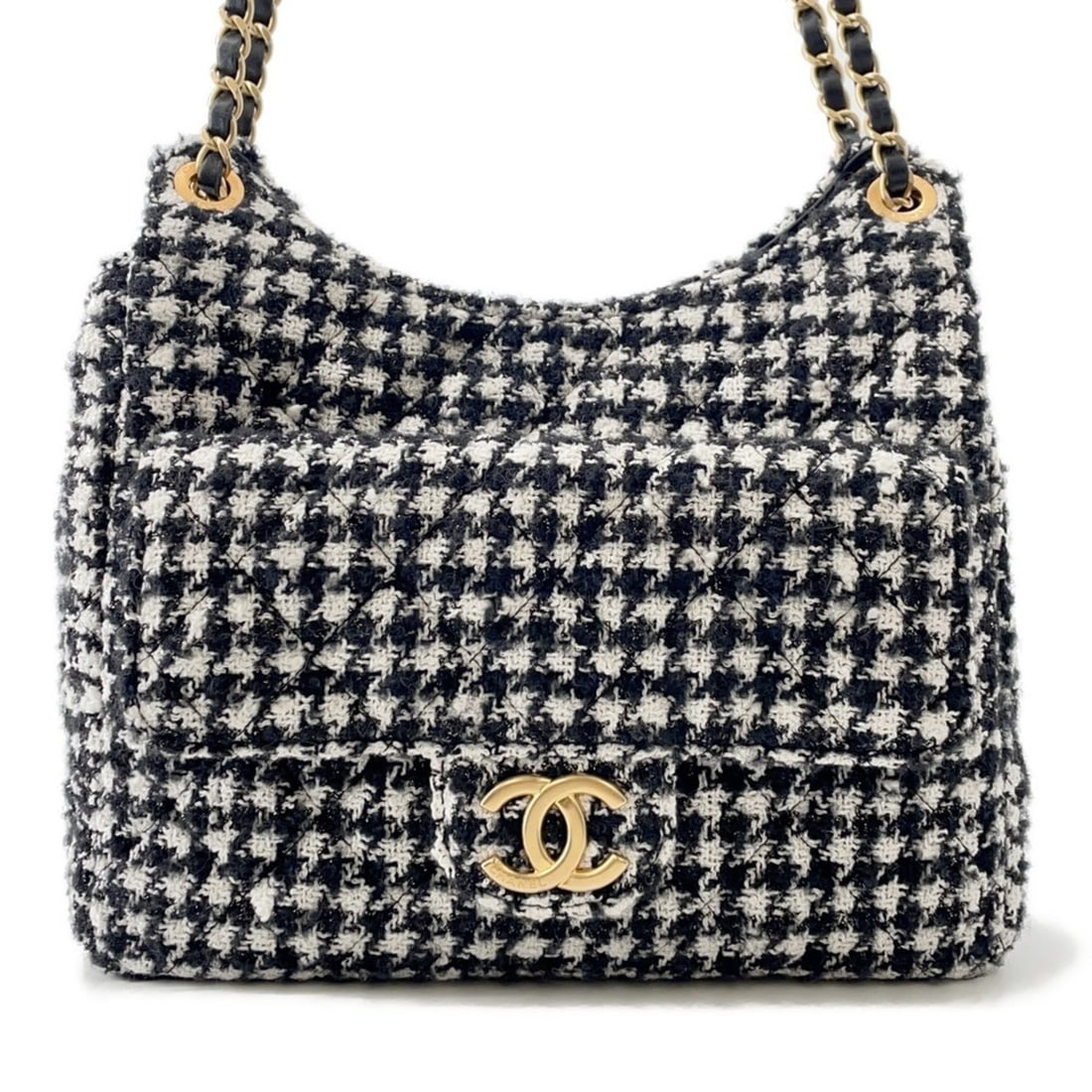 Chanel Chain Shoulder Bag, Matelasse, Coco Mark, Hobo Tweed, AS4322, CHANEL, 2-Way, Black and White (1 of 15)