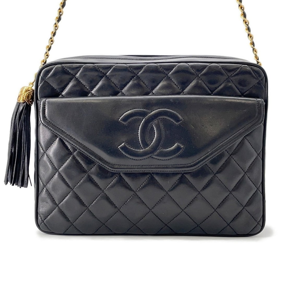 Chanel Chain Shoulder Bag with Coco Mark, Matelasse Lambskin, Black (1 of 17)