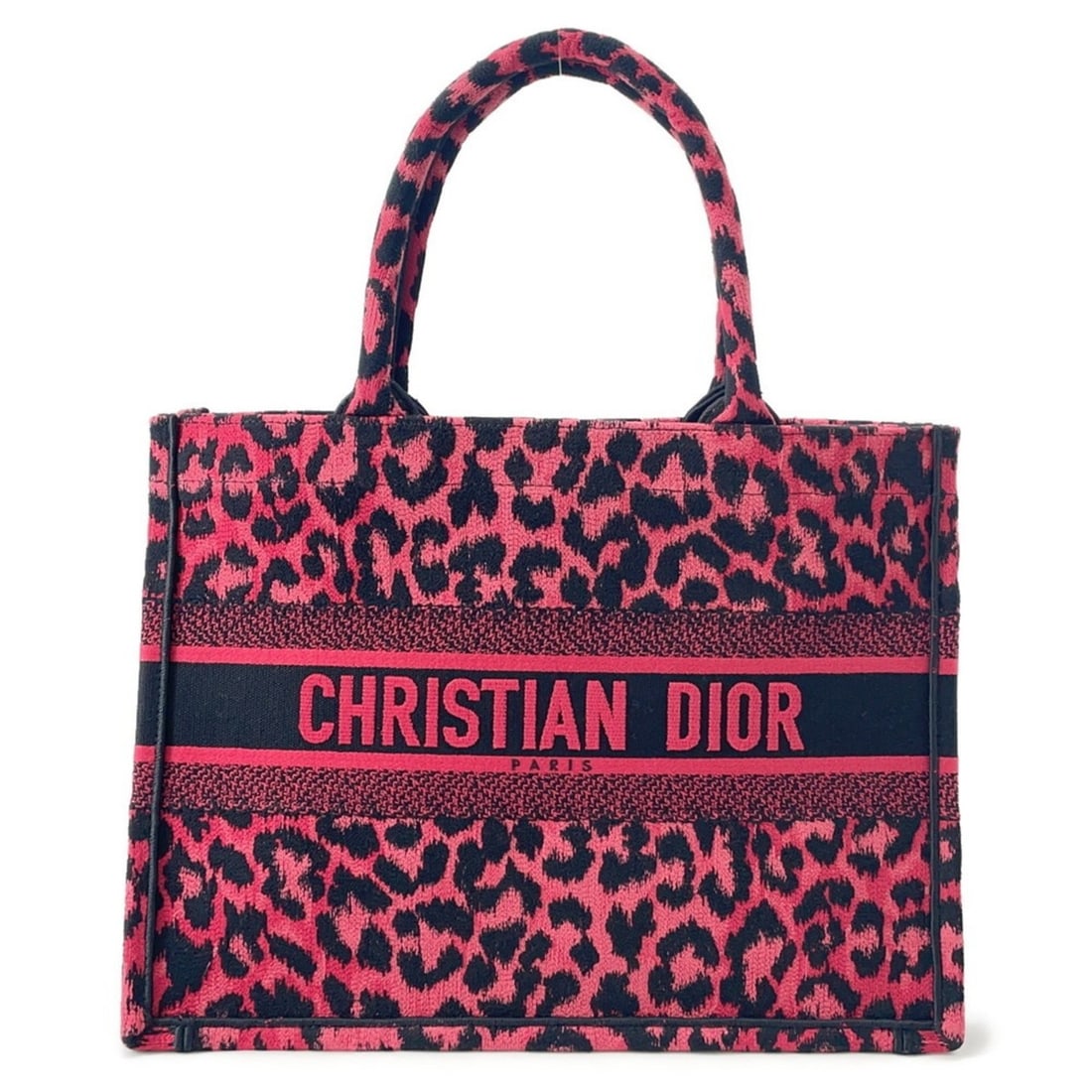 Christian Dior Leopard Print Book Tote Bag, Medium, M1296ZRHM, Black: --- Catalog ---Category: SizeWeight: 680g / 1.49lb.Size (HxWxD): 27.5cm x 36cm x 17cm / 10.82'' x 14.17'' x 6.69''Category: DesignType: Tote bagColor: Black, PinkGender: WomenClosure: OpenMaterial: Ca