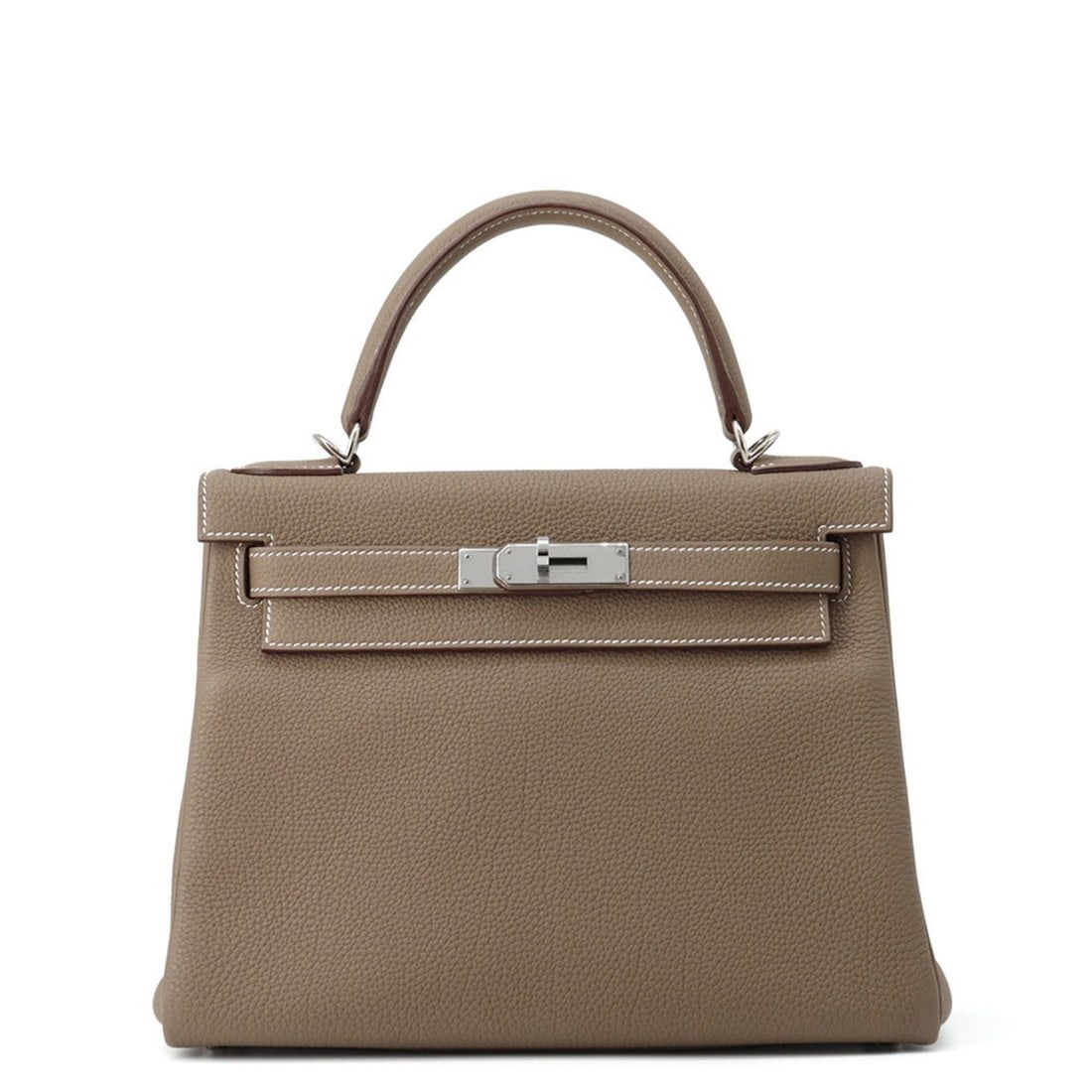 Hermes Hermès Kelly 28 Handbag, Inner Stitching, Etoupe/Togo, Y Stamp, 2-Way Shoulder Bag: --- Catalog ---Category: SizeWeight: 840g / 1.85lb.Size (HxWxD): 20cm x 28cm x 12cm / 7.87'' x 11.02'' x 4.72''Strap Length: 90cm / 35.43''Category: DesignType: HandbagColor: Etoupe grayGender: WomenC