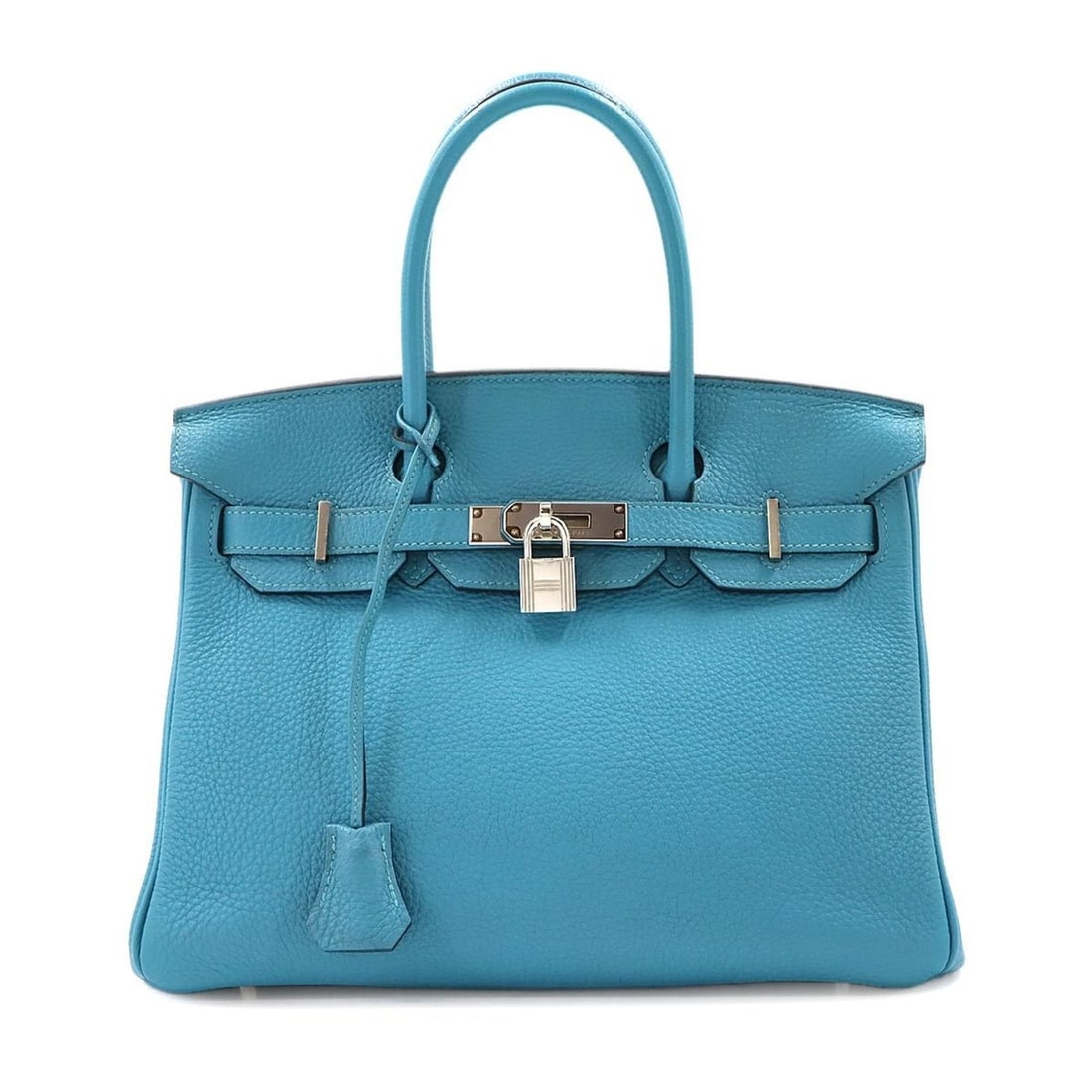 Hermes Hermès Birkin 30 Togo Turquoise Handbag with Silver Hardware and R Stamp: --- Catalog ---Category: SizeSize (HxWxD): 24.5cm x 30cm x 16cm / 9.64'' x 11.81'' x 6.29''Category: DesignType: HandbagColor: Turquoise blueGender: WomenMaterial: Togo leather Category: GeneralBrand: