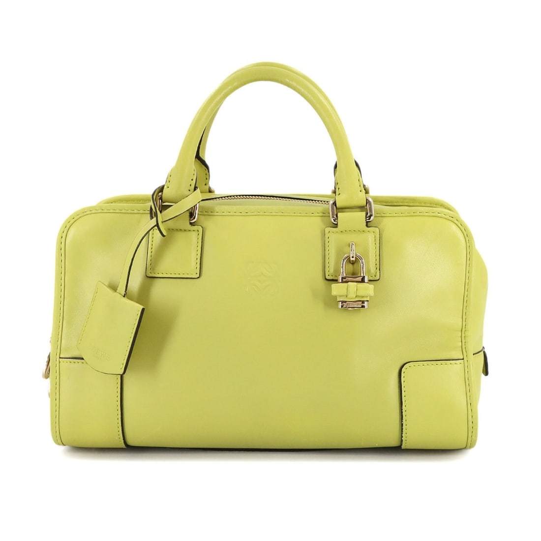 LOEWE Amazona 28 handbag in lime and light green leather with gold hardware.: --- Catalog ---Category: SizeSize (HxWxD): 16cm x 29cm x 13cm / 6.29'' x 11.41'' x 5.11''Category: DesignType: HandbagColor: Lime greenGender: WomenMaterial: Leather Category: GeneralBrand: Loewe--- I