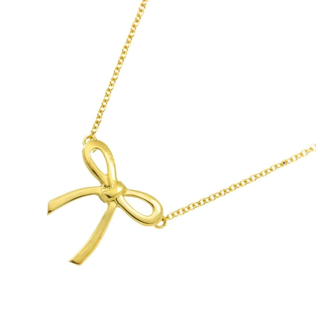 Tiffany & Co. Ribbon Necklace, 40cm, 18K Yellow Gold, 750: --- Catalog ---Category: SizePendant Size: 14.7mm x 14.7mm / 0.57'' x 0.57''Neck Circumference: 40 cm / 15.74''Category: DesignGender: WomenMaterial: Yellow gold (18K)Necklace Type: NecklaceCategory: