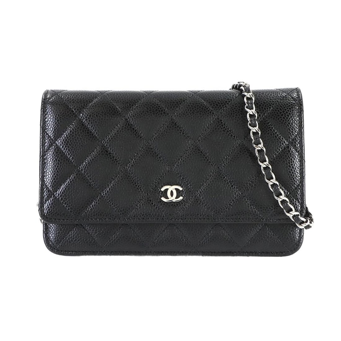 CHANEL Matelasse Classic Chain Wallet in Black Caviar Leather with Silver Hardware (AP0250) (1 of 20)