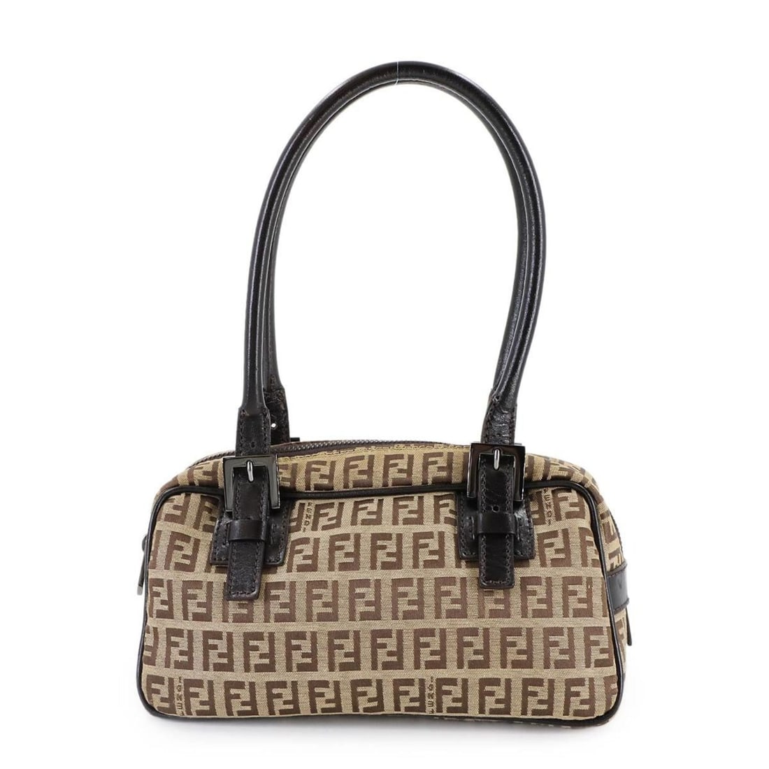 Fendi Zucchino Handbag in Canvas and Leather (Beige Brown) 8BN004 (1 of 11)