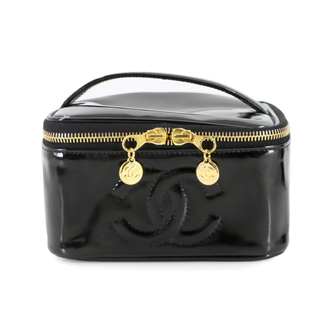 CHANEL Coco Mark Vanity Handbag in Black Enamel with Gold Hardware (A07058) (1 of 17)