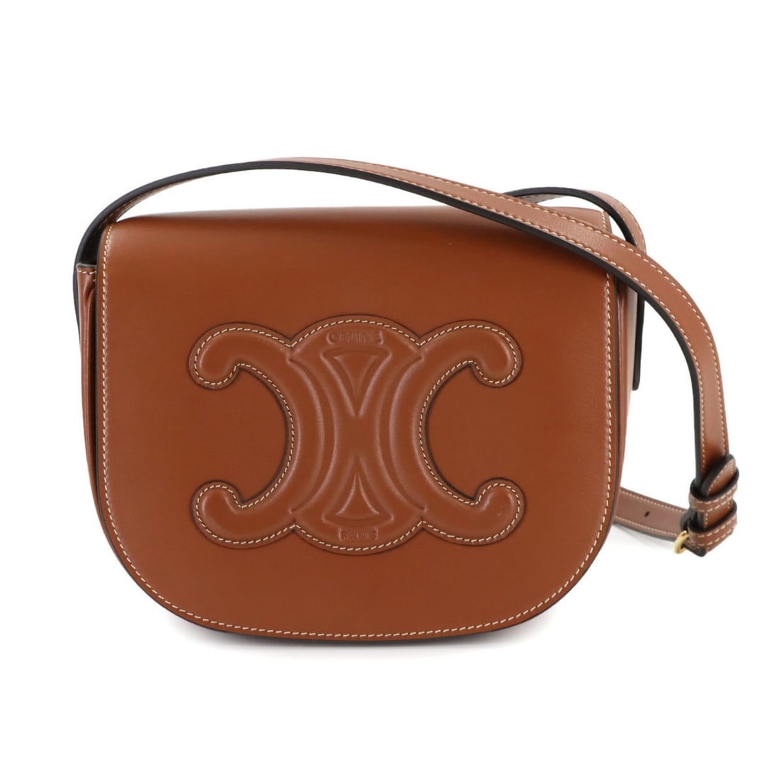 Celine Folco Cuir Triomphe Shoulder Bag in Tan Leather with Gold Hardware (Product Code: 198263DU3): --- Catalog ---Category: SizeSize (HxWxD): 16cm x 18.5cm x 7cm / 6.29'' x 7.28'' x 2.75''Category: DesignType: Shoulder bagColor: BrownGender: WomenMaterial: Leather Category: GeneralMPN: 198263DU3Bra