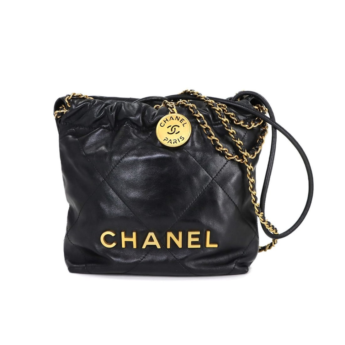 CHANEL 22 Mini 2-way Chain Hand/Shoulder Bag in Black Leather (AS3980) (1 of 13)