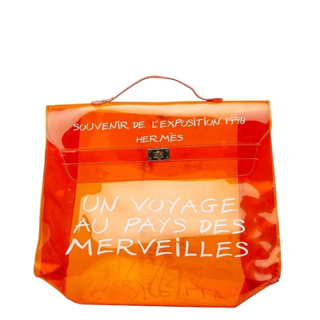 Hermès Vinyl Kelly "Journey to Wonderland" Exhibition Handbag Orange Women's HERMES: --- Catalog ---Category: SizeSize (HxWxD): 30cm x 37cm x 10cm / 11.81'' x 14.56'' x 3.93''Category: DesignType: HandbagColor: OrangeGender: WomenMaterial: Vinyl Category: GeneralBrand: Hermes--- Item