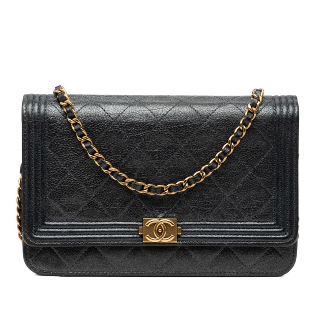 CHANEL Matelasse Boy Chanel Coco Mark Chain Wallet Shoulder Bag Navy Gold Leather Women's: --- Catalog ---Category: SizeSize (HxWxD): 12.5cm x 19cm x 4cm / 4.92'' x 7.48'' x 1.57''Category: DesignType: Shoulder bagColor: NavyGender: WomenMaterial: Leather Category: GeneralBrand: Chanel--- I