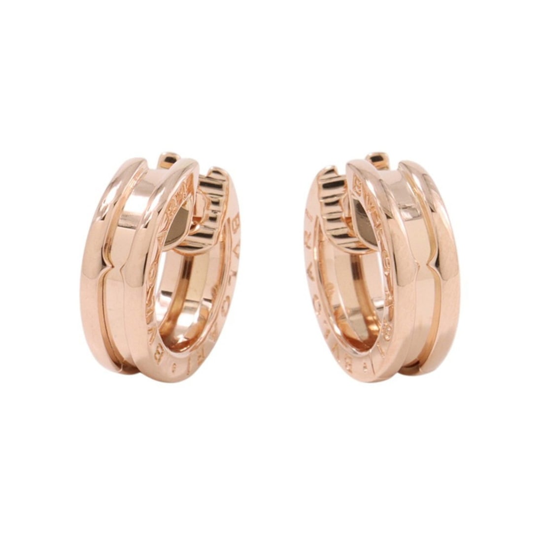 BVLGARI B-zero1 Earrings in 18K Pink Gold (345506): --- Catalog ---Category: SizeWeight: 8.1g / 0.28oz.Size (HxWxD): 14.90mm x 4.80mm / 0.59'' x 0.19''Category: DesignType: Hoop earringsGender: WomenMaterial: Pink gold (18K)Category: GeneralLine: B.zer