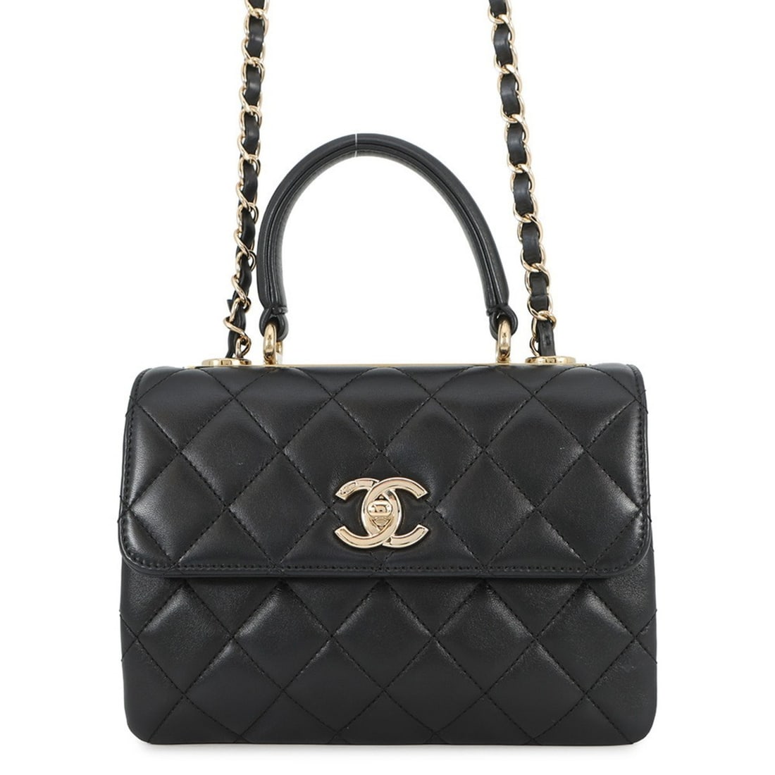 CHANEL Coco Mark Matelasse Mini Flap Handbag in Lambskin AS4654, Black, 2-Way Shoulder Bag (1 of 17)