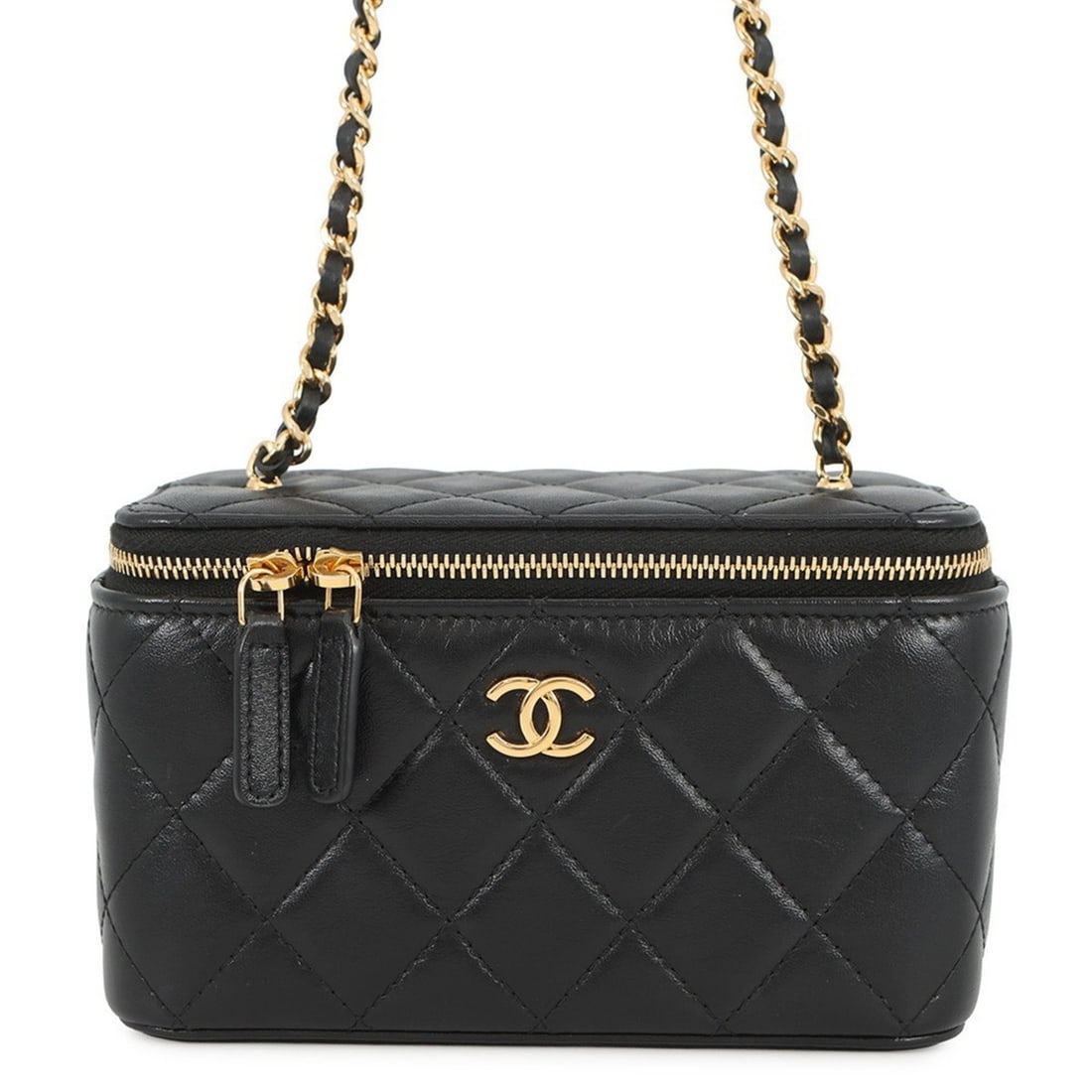 Chanel Chain Shoulder Bag, Matelasse, Coco Mark, Heart Chain, Vanity Lambskin, Black (1 of 16)