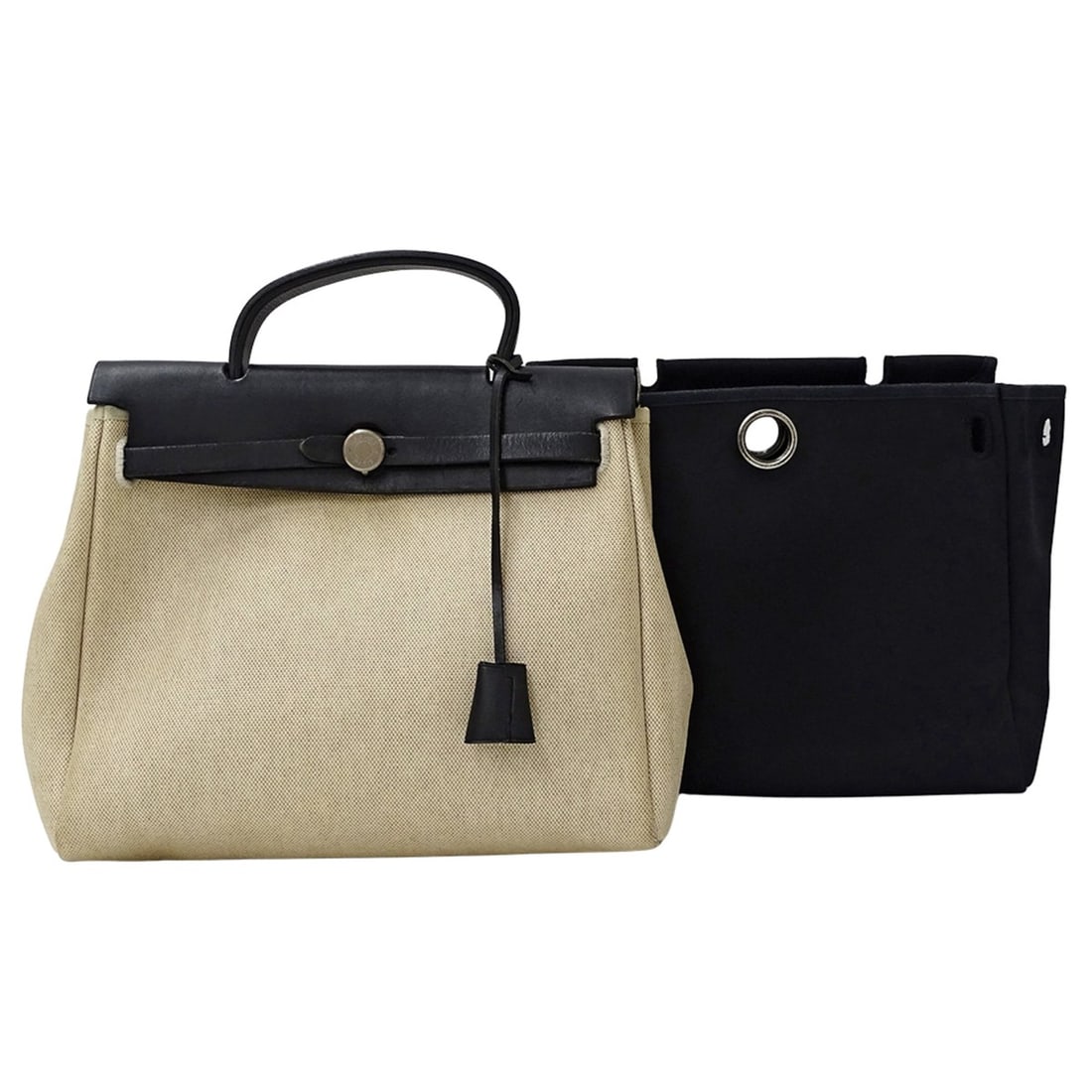 Hermes Hermès Women's Handbag, Airbag PM Toile H Officier, Beige/Black, Includes Spare Bag, E Stamp (1 of 17)