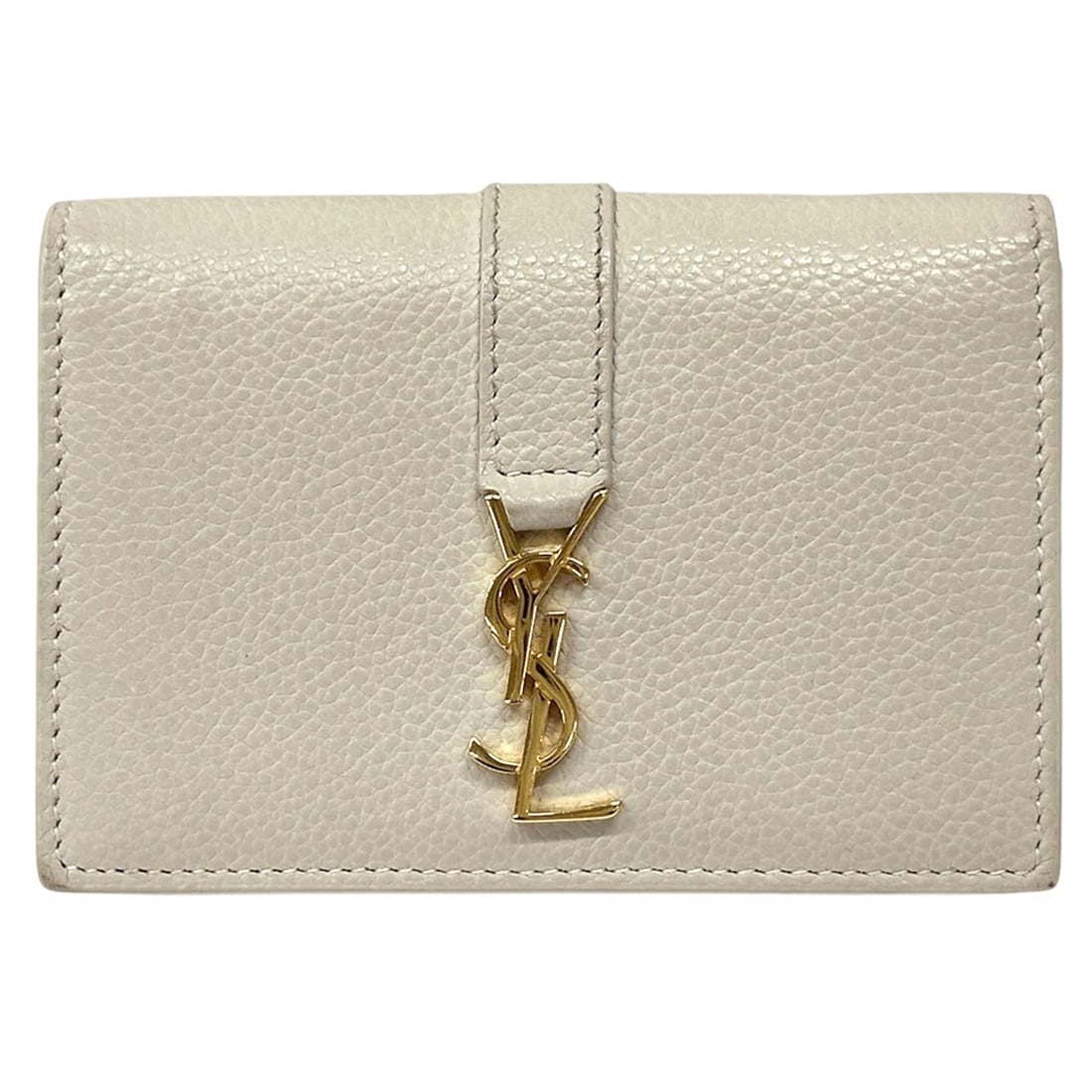Saint Laurent Women's Leather Business Card Case in Ivory: --- Catalog ---Category: DesignType: Card caseColor: IvoryGender: WomenMaterial: Leather Category: GeneralBrand: Saint LaurentCountry of Origin: ItalyCategory: Physical PropertiesSize (HxWxD): 7.5cm x