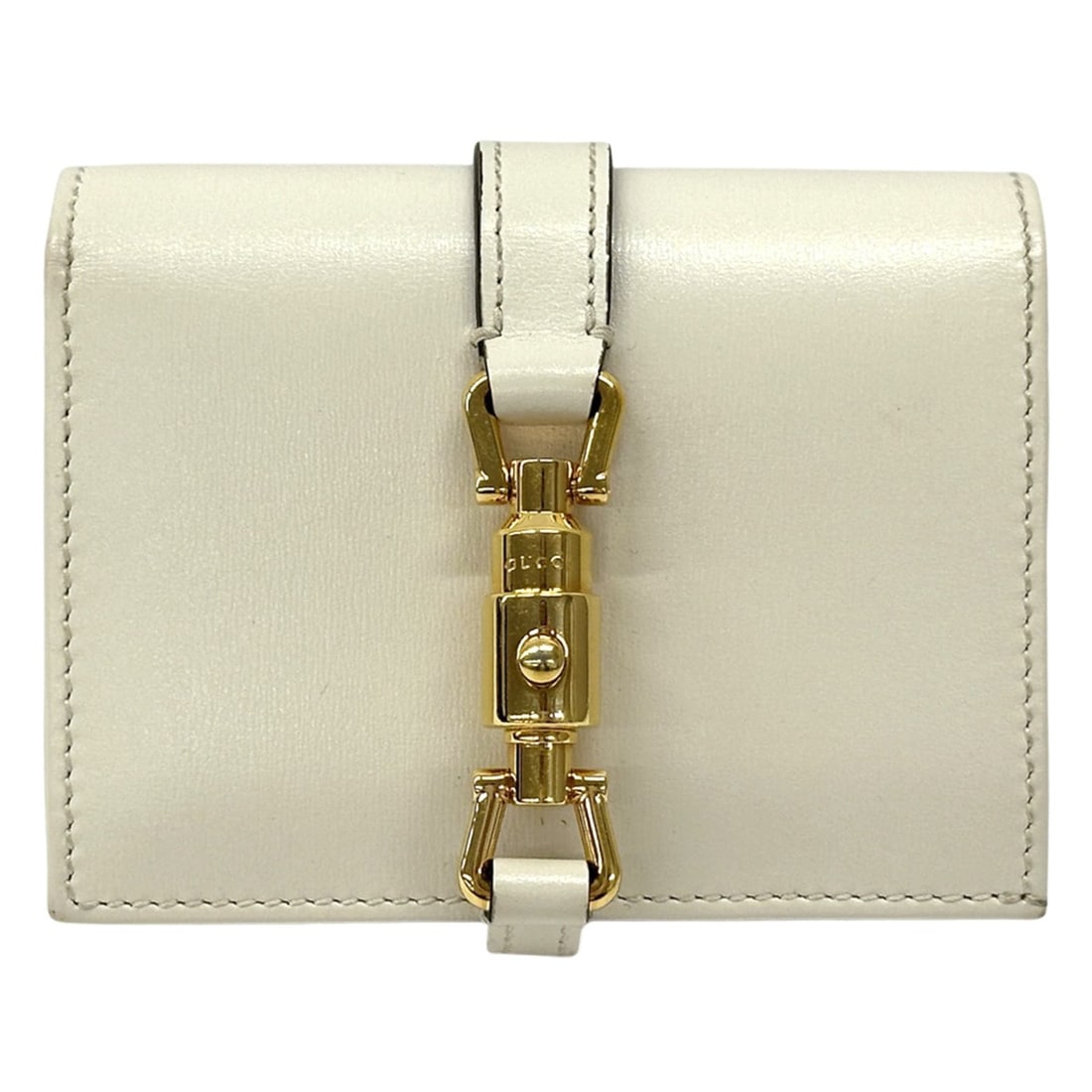 Gucci New Jackie Women's Bifold Wallet in Ivory and Gold Leather (Product Code: 645536): --- Catalog ---Category: SizeSize (HxWxD): 8cm x 11cm x 2.5cm / 3.14'' x 4.33'' x 0.98''Category: DesignType: Wallet (bi-fold)Color: IvoryGender: WomenMaterial: Leather Category: GeneralMPN: 645536Bra