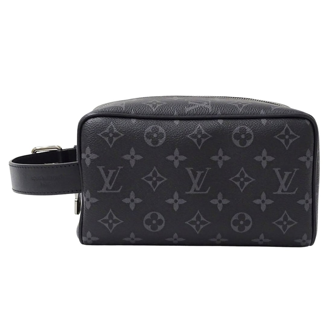 Louis Vuitton Monogram Eclipse Men's Locker Dopp Kit Clutch Bag (M83113) in Black: --- Catalog ---Category: SizeSize (HxWxD): 12.5cm x 22cm x 12cm / 4.92'' x 8.66'' x 4.72''Category: DesignType: Clutch bagColor: Black, Monogram EclipseGender: Men,WomenMaterial: Monogram Eclipse Cate