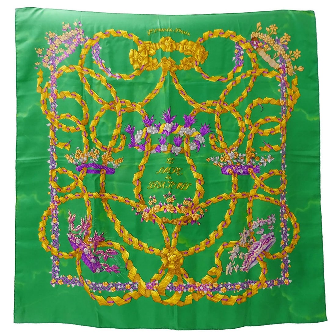 Hermès HERMES Women's Carré 90 "LE SACRE du PRINTEMPS" Spring Festival Silk Large Green Scarf (1 of 18)