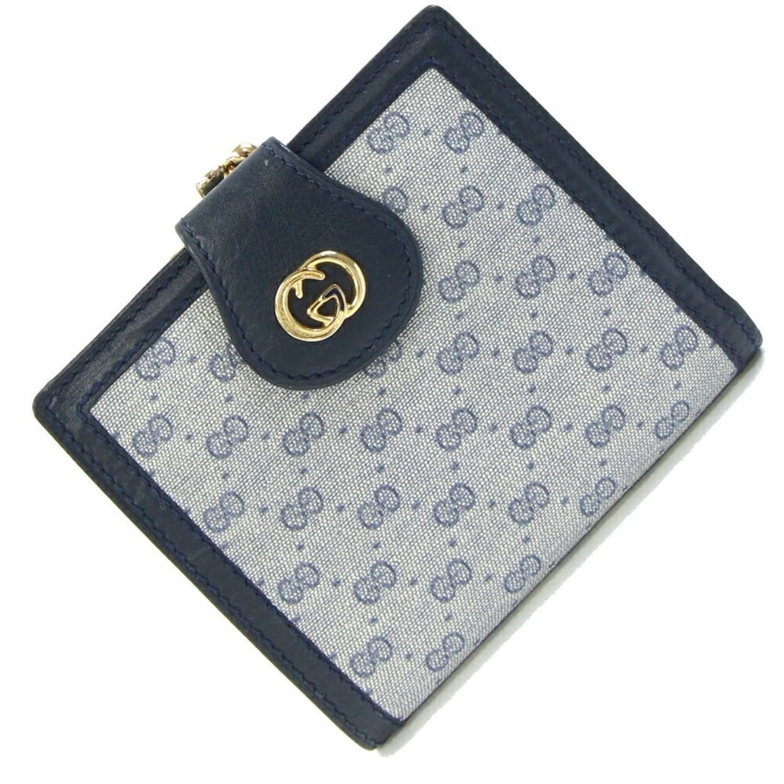 Gucci Micro GG Bifold Wallet 035 381 0310 Navy Canvas and Leather Compact Mini Old Women's GUCCI (1 of 19)