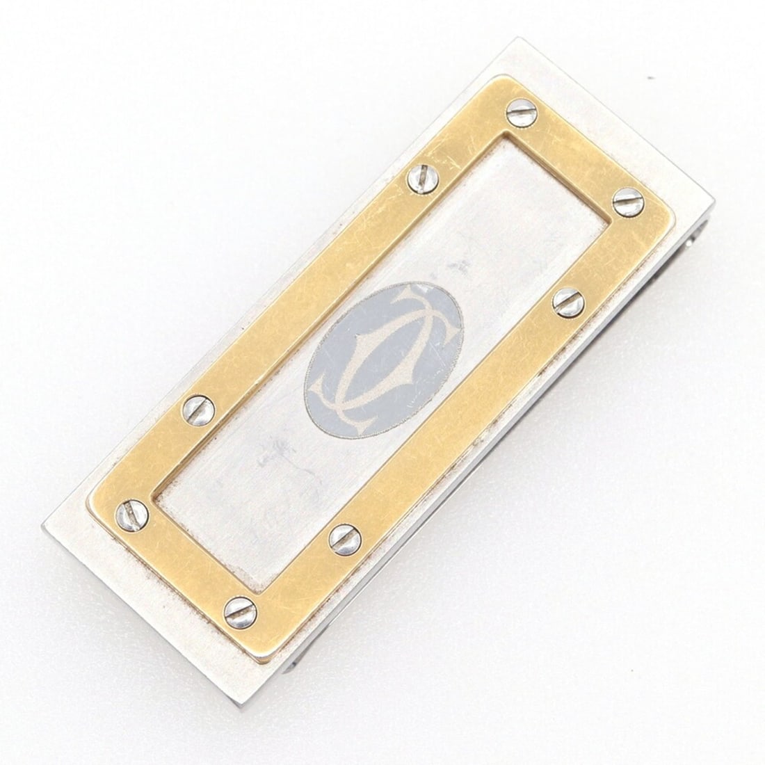 Cartier Santos Money Clip T1220332 Silver, Gold, and Stainless Steel Bill with Combination Screws, (1 of 9)