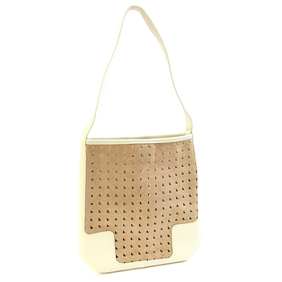 Loewe bag in light brown and ivory white suede leather with perforation. Women's. (1 of 12)