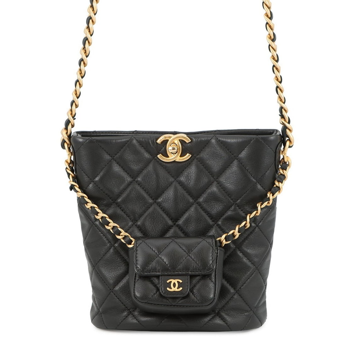 Chanel Chain Shoulder Bag Bucket with Coco Mark, Matelasse, Lambskin, AS3946, Black (1 of 14)