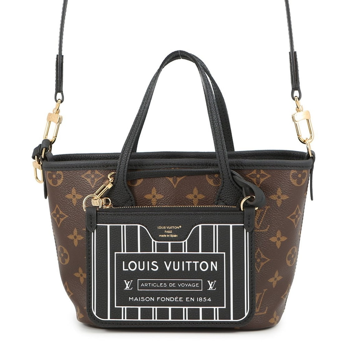 Louis Vuitton Tote Bag, Monogram/Grained Leather, Neverfull Inside Out, BB, M12099, 2-Way Shoulder: --- Catalog ---Category: SizeSize (HxWxD): 16cm x 19cm x 11cm / 6.29'' x 7.48'' x 4.33''Category: DesignType: Tote bagColor: NoirGender: WomenMaterial: Monogram , Leather Category: GeneralBrand: Louis