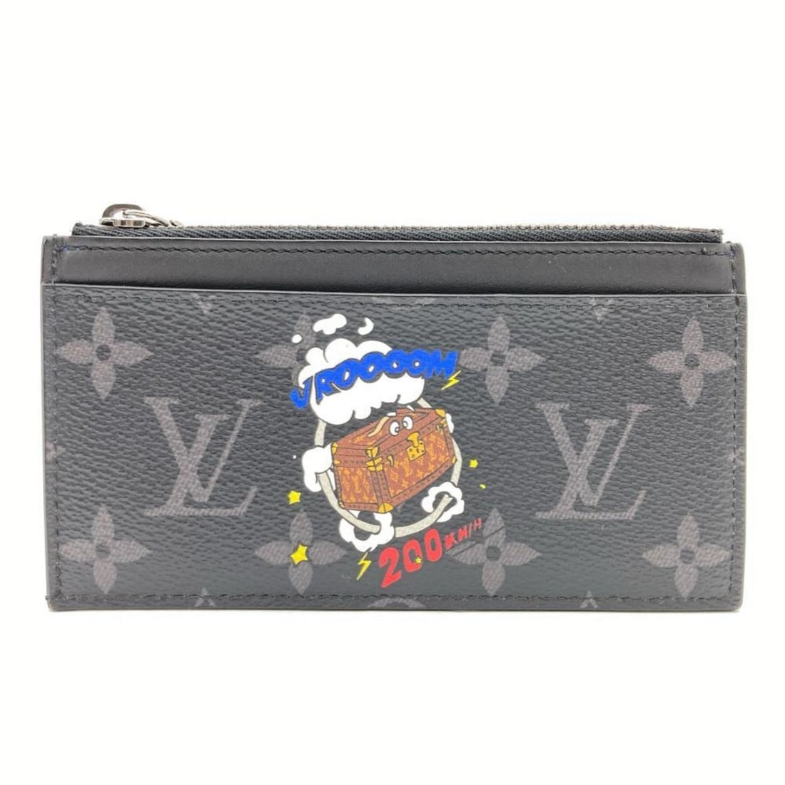 Louis Vuitton Coin Card Holder with Trunk Motif and Character Print, Monogram Eclipse, M80932, No: --- Catalog ---Category: DesignType: Business card caseGender: Women,MenClosure: OpenMaterial: Monogram Eclipse Category: GeneralLine: Monogram EclipseBrand: Louis VuittonCategory: Physical Properties