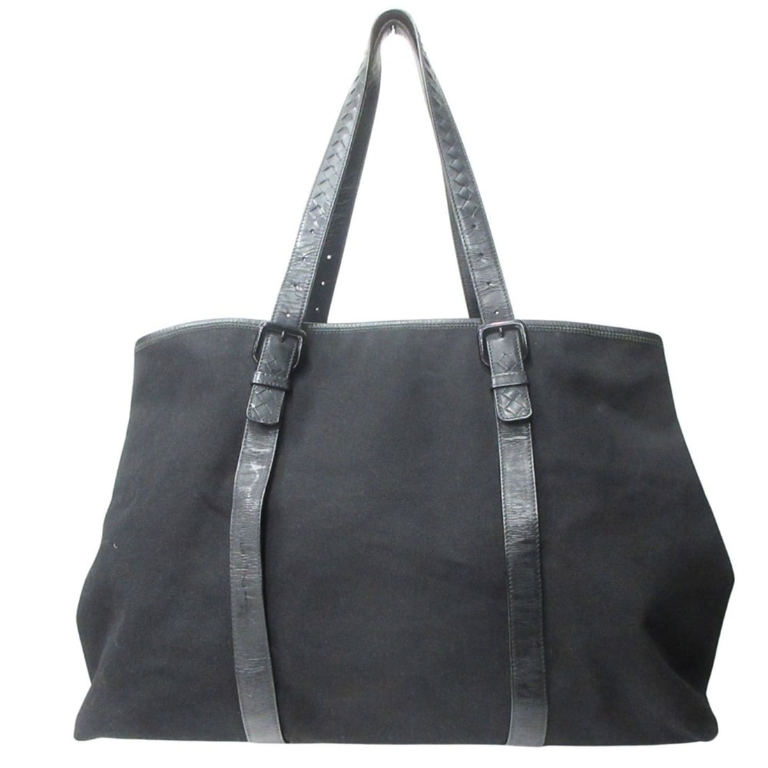 BOTTEGA VENETA Vernice Intreccia Tote Bag in Leather and Canvas, Black, for Men Women: --- Catalog ---Category: SizeSize (HxWxD): 32cm x 52cm x 20cm / 12.59'' x 20.47'' x 7.87''Category: DesignType: Tote bagColor: BlackGender: Men,WomenMaterial: Leather , Canvas Category: GeneralBrand: