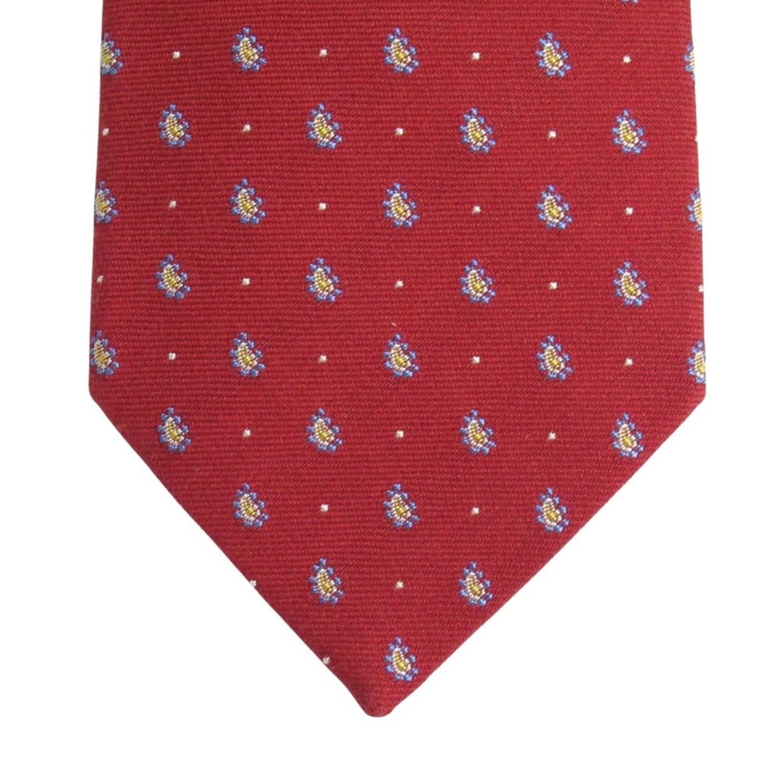 HERMES Paisley Dot Necktie, Regular Tie, Silk and Cotton, Business Formal, Rouge Ciel, Men's (1 of 10)