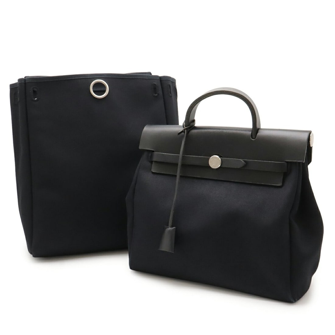 HERMES Hermès Airbag Ad PM Backpack/Handbag, Toile Officier Leather, Black, F Stamp (1 of 18)