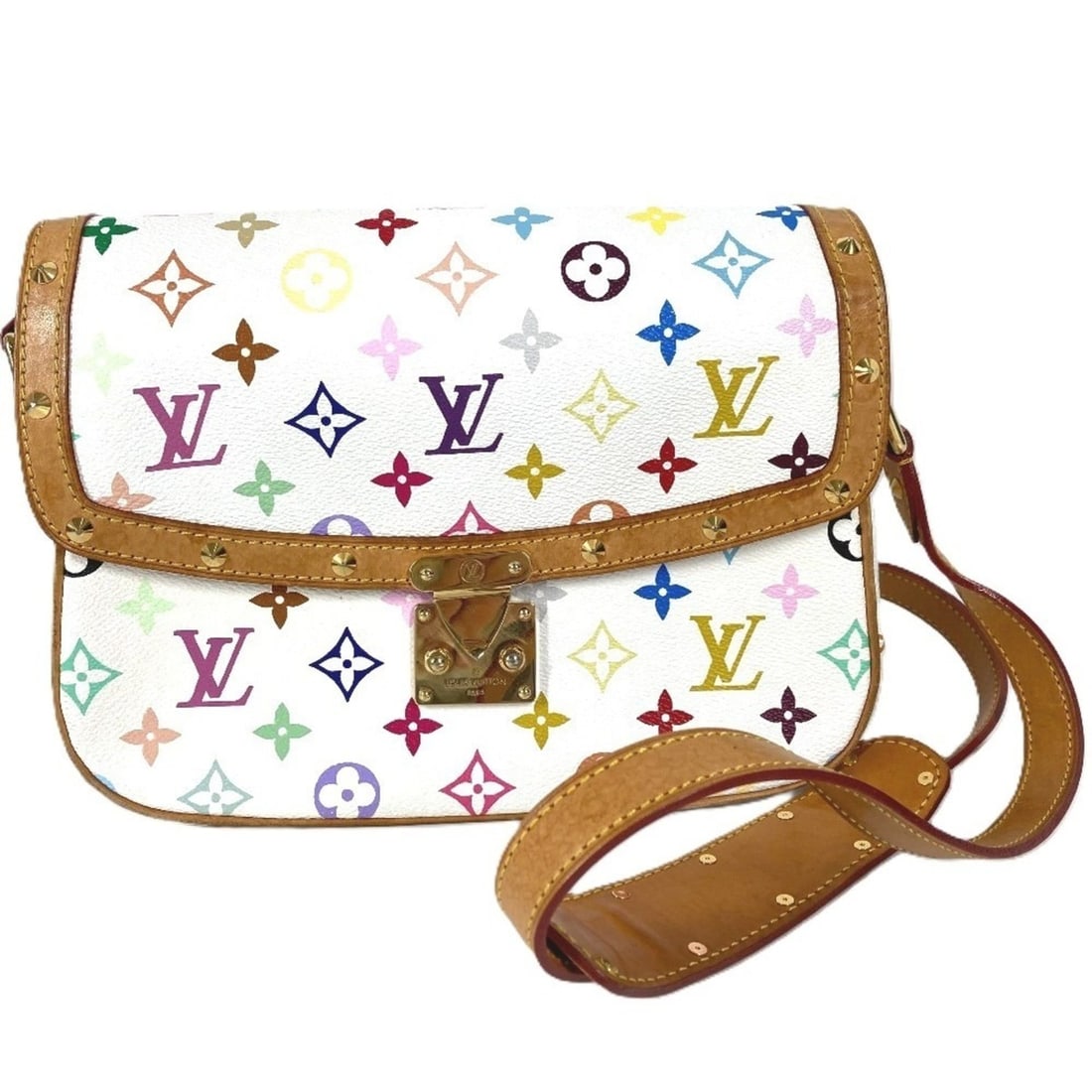 LOUIS VUITTON M92661 Monogram Multicolore Sologne Shoulder Bag with Flap and Studs, Canvas, Women's,: --- Catalog ---Category: SizeSize (HxWxD): 18cm x 24.5cm x 8cm / 7.08'' x 9.64'' x 3.14''Category: DesignType: Pochette, Shoulder bagColor: Blanc, WhiteGender: WomenMaterial: Monogram Multicolore Cate