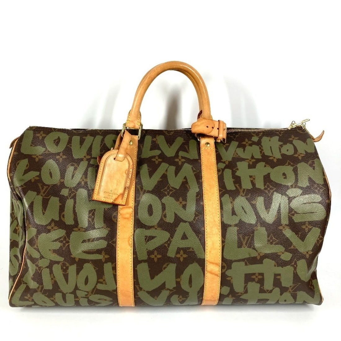 LOUIS VUITTON M92196 Monogram Graffiti Keepall 50 Travel Bag, Handbag, Boston Canvas, Men's/Women's,: --- Catalog ---Category: SizeSize (HxWxD): 28cm x 51cm x 21.5cm / 11.02'' x 20.07'' x 8.46''Category: DesignType: Boston bag, HandbagColor: Brown, KhakiGender: Men,Women,UnisexMaterial: Monogram Graff