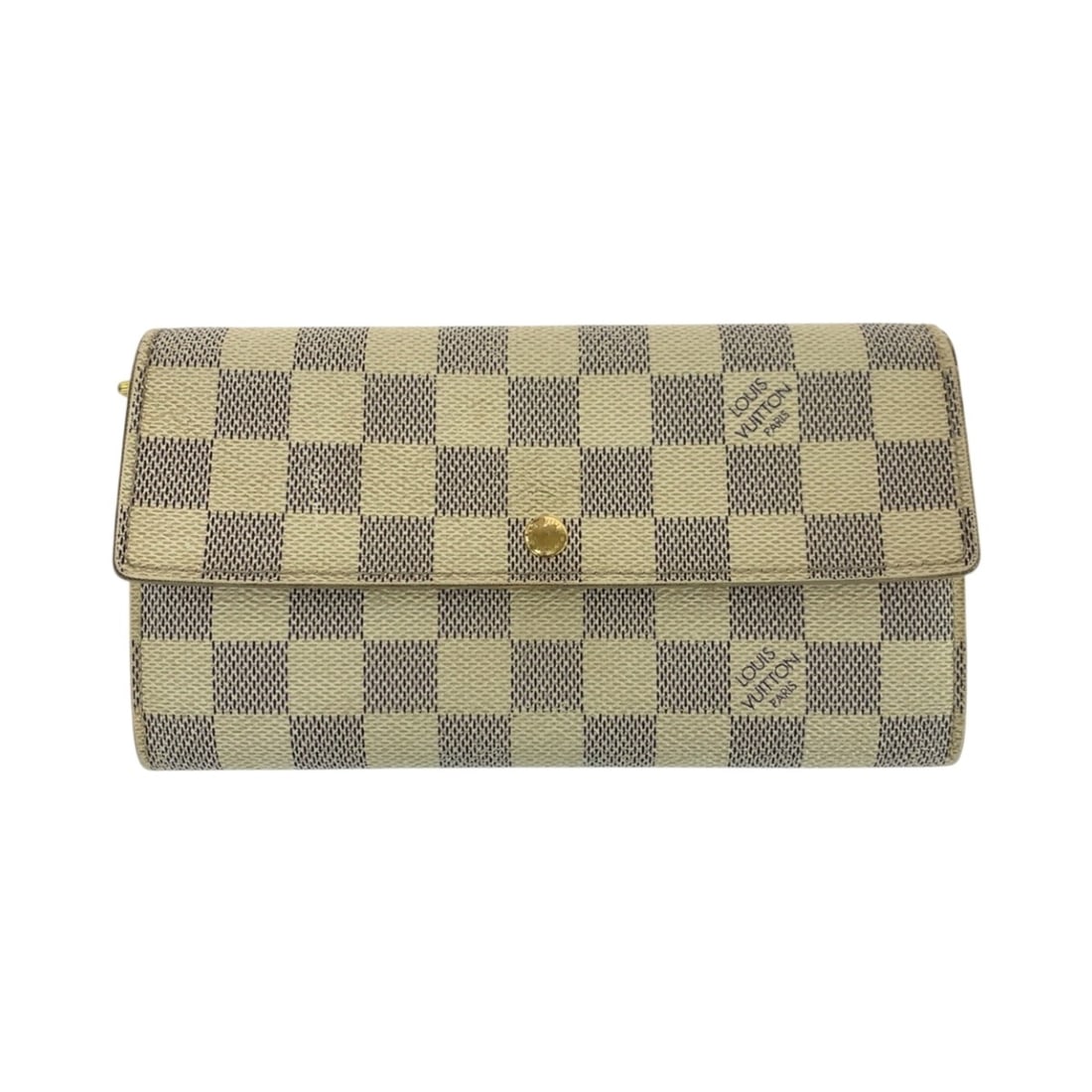LOUIS VUITTON Damier Azur Portefeuille Sarah in White and Gray with Gold Hardware, N61735, Women's: --- Catalog ---Category: SizeSize (HxWxD): 10cm x 18.5cm x 2cm / 3.93'' x 7.28'' x 0.78''Category: DesignType: Long wallet (bi-fold)Color: Azur, Damier Azur, Gray, WhiteGender: Women,MenMaterial: Dami