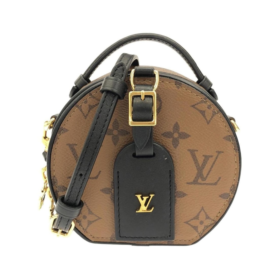 Louis Vuitton Monogram Reverse Mini Boite Chapeau Shoulder Bag M68276: --- Catalog ---Category: SizeSize (HxWxD): 12cm x 7.5cm x 5.5cm / 4.72'' x 2.95'' x 2.16''Category: DesignType: Shoulder bagColor: BrownGender: Women,MenMaterial: Coated canvas Category: GeneralMPN: