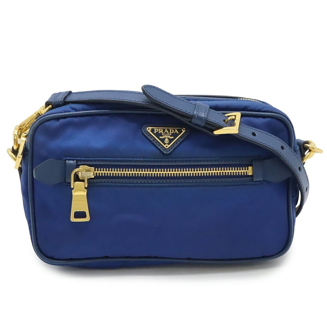 PRADA Prada Triangle Shoulder Bag Pouch Nylon Leather Blue BT0773 (1 of 18)