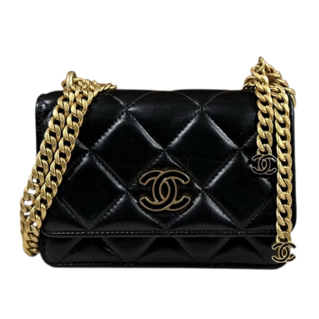 Chanel Matelasse Shoulder Bag, Lambskin AP2635, Black, Women's, Pre-owned CHANEL Chain Wallet (1 of 18)