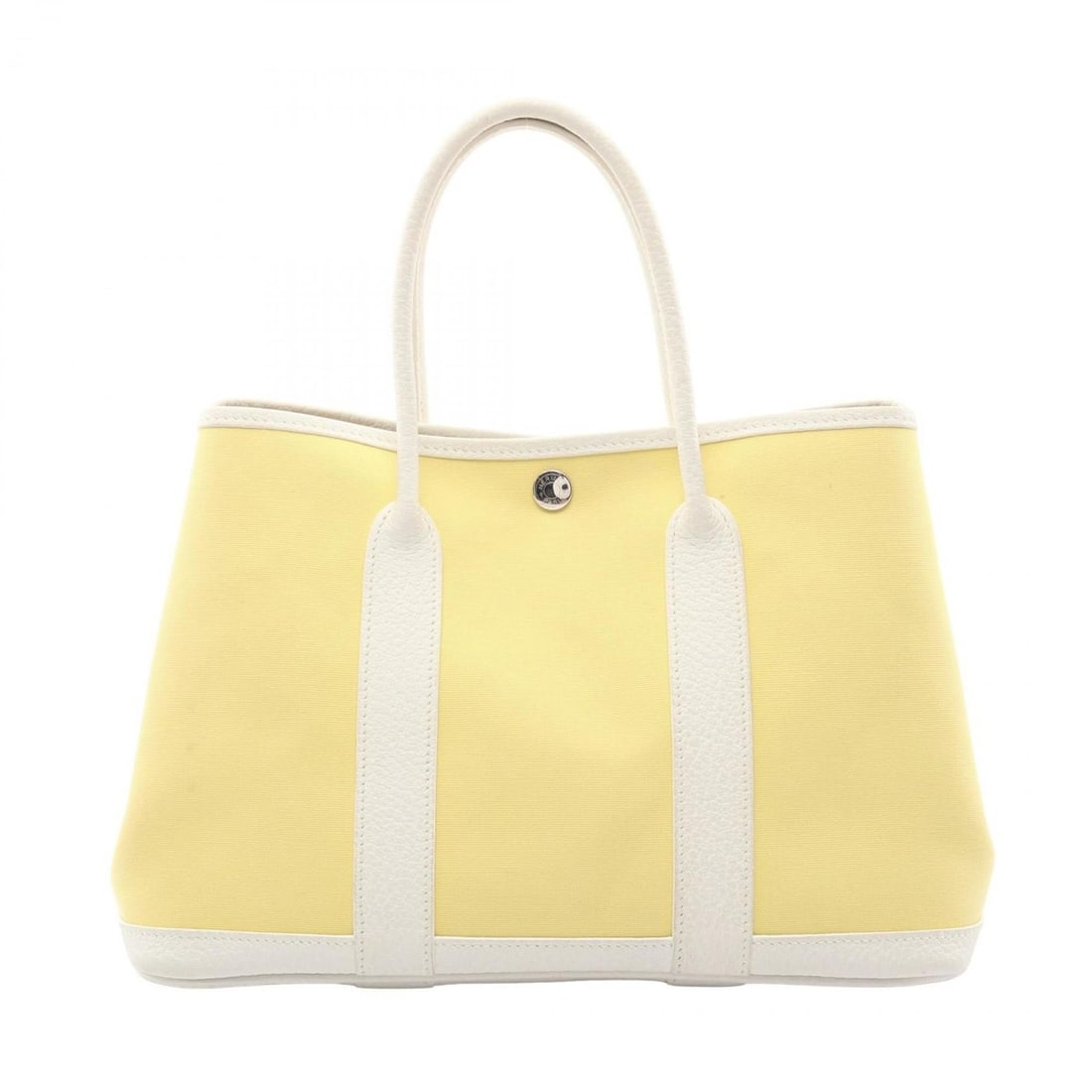 Hermes Hermès Garden Party TPM Tote Bag, Canvas Toile Officier Negonda, Women's, Yellow and White: --- Catalog ---Category: SizeSize (HxWxD): 21cm x 30cm x 14cm / 8.26'' x 11.81'' x 5.51''Category: DesignType: Tote bagColor: Soufre, White, YellowGender: WomenMaterial: Toile officier , Canvas , Nego