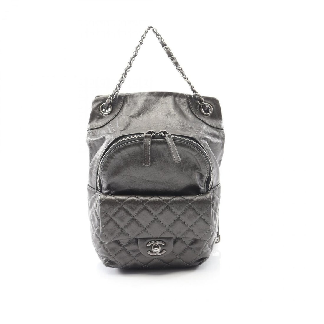 CHANEL Matelasse Backpack Bag in Calfskin Leather, Women's, Gray: --- Catalog ---Category: SizeSize (HxWxD): 30cm x 21cm x 12cm / 11.81'' x 8.26'' x 4.72''Category: DesignType: BackpackColor: GrayGender: WomenMaterial: Leather Leather/Fur Type: CalfskinCategory: Gen