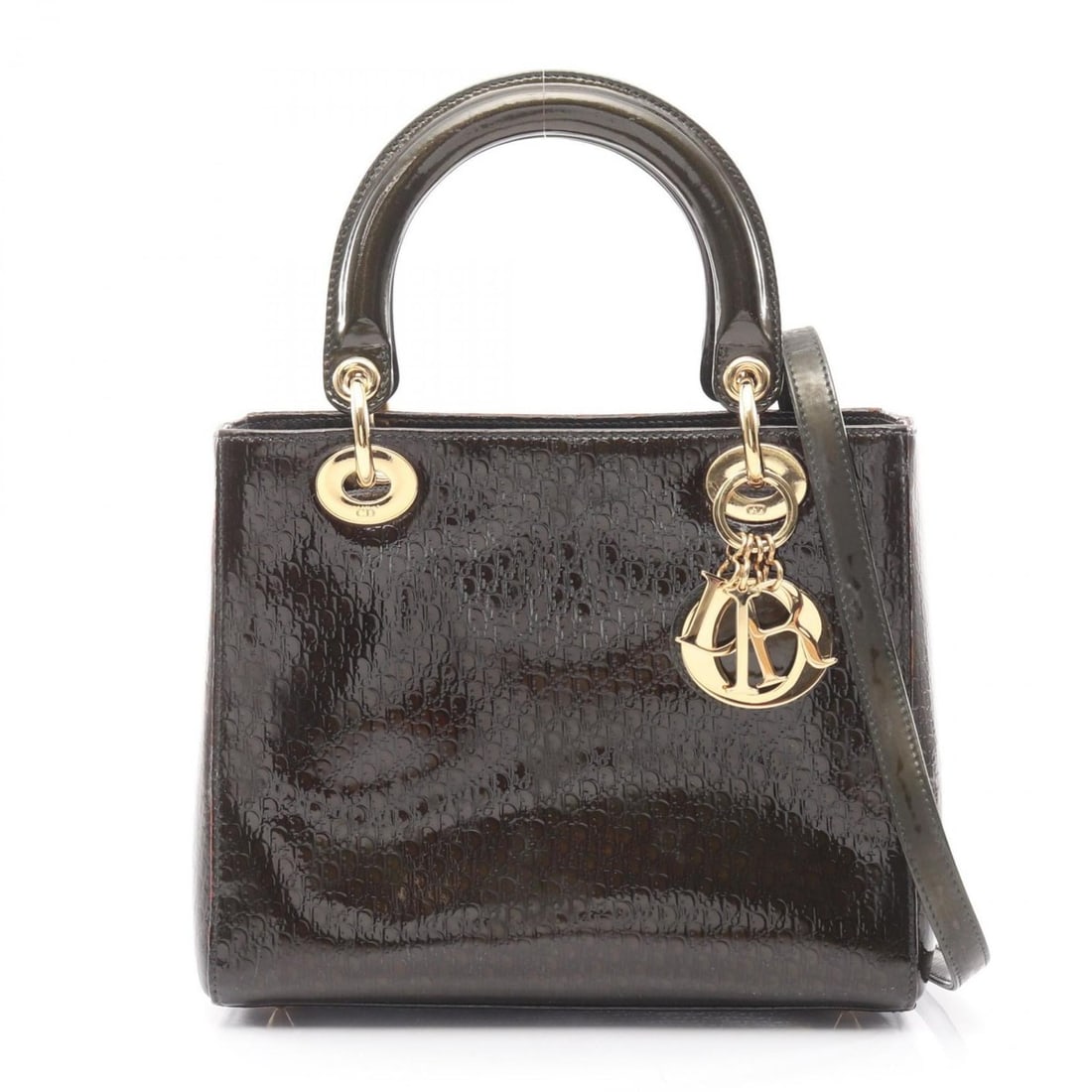 Christian Dior Dior Lady Trotter handbag, leather, women's, khaki (1 of 13)