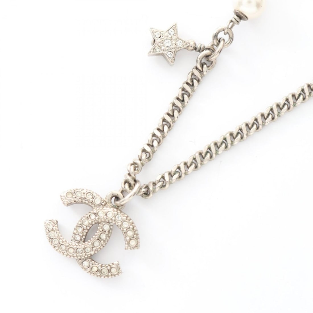 Chanel CHANEL Necklace Jewelry Stainless Steel Rhinestone Faux Pearl Women's Gold White Clear: --- Catalog ---Category: SizePendant Size: 12mm x 17mm / 0.47'' x 0.66''Neck Circumference: 60 cm / 23.62''Category: DesignColor: Clear, Gold, WhiteGender: WomenMaterial: Artificial pearl, Rhinestone,