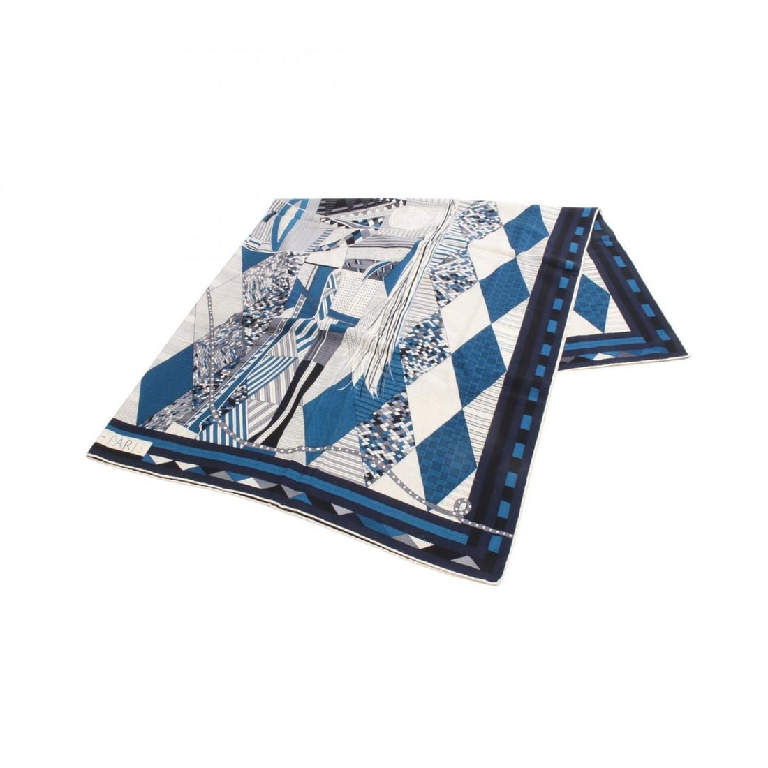 Hermes Hermès Carré Jean 140 Patchwork Horse Scarf, Silk, Cashmere, Women's, Navy, Gray (1 of 18)